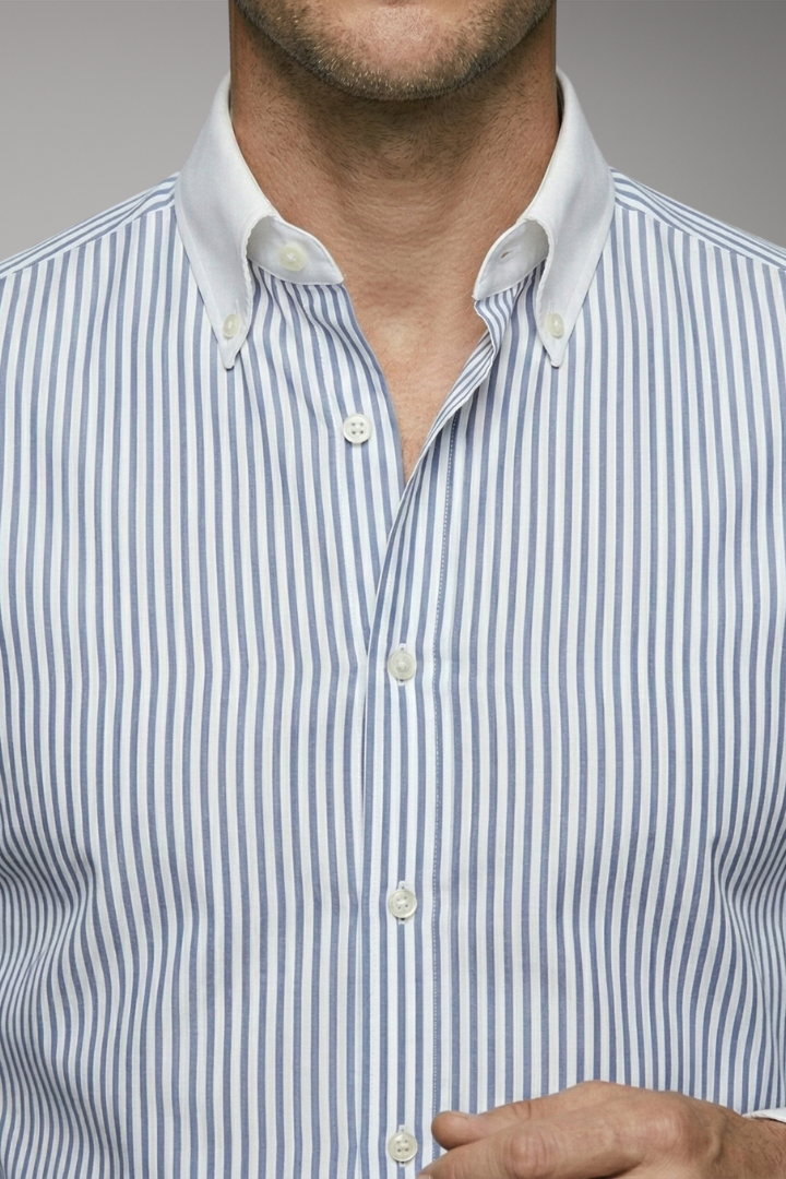 Men's Shirt with Button Placket and Striped Design