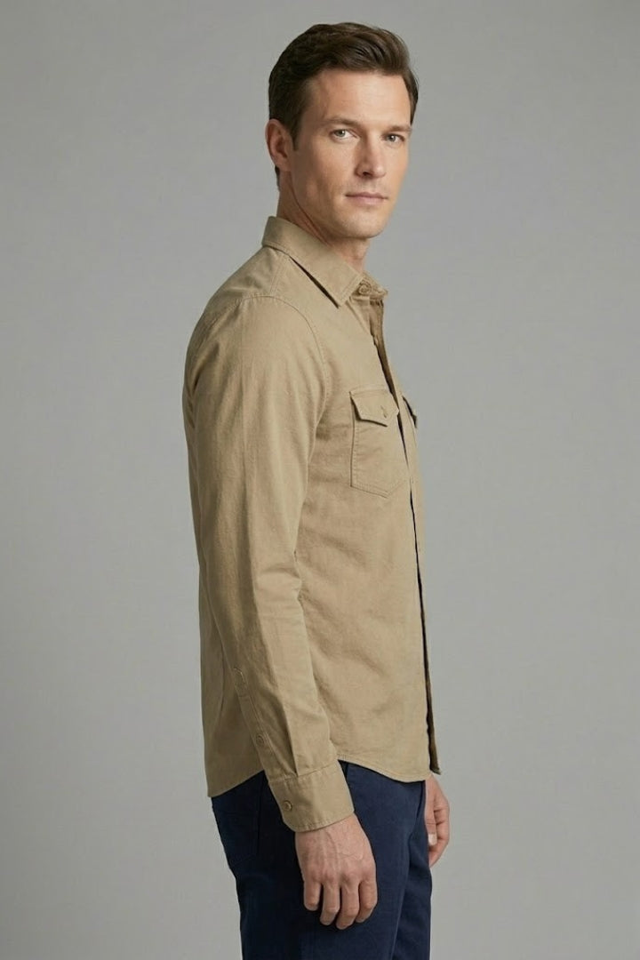 Men's Shirt with Classic Collar and Chest Pockets