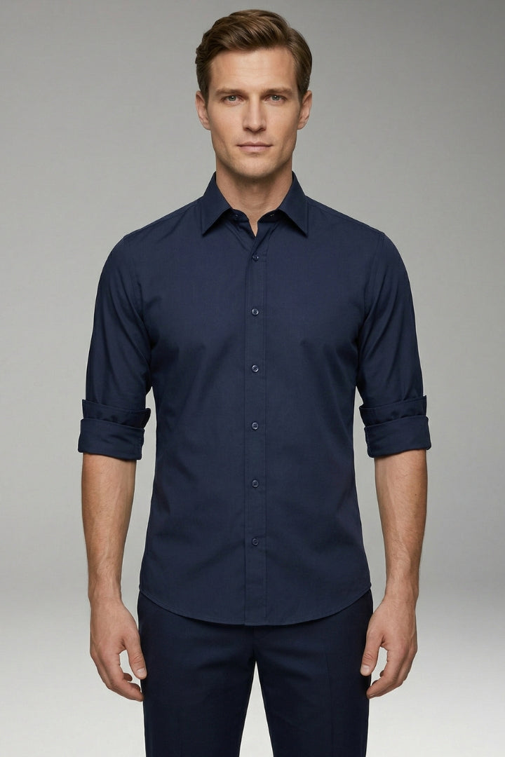 Men's Shirt with Classic Collar and Full Button Placket