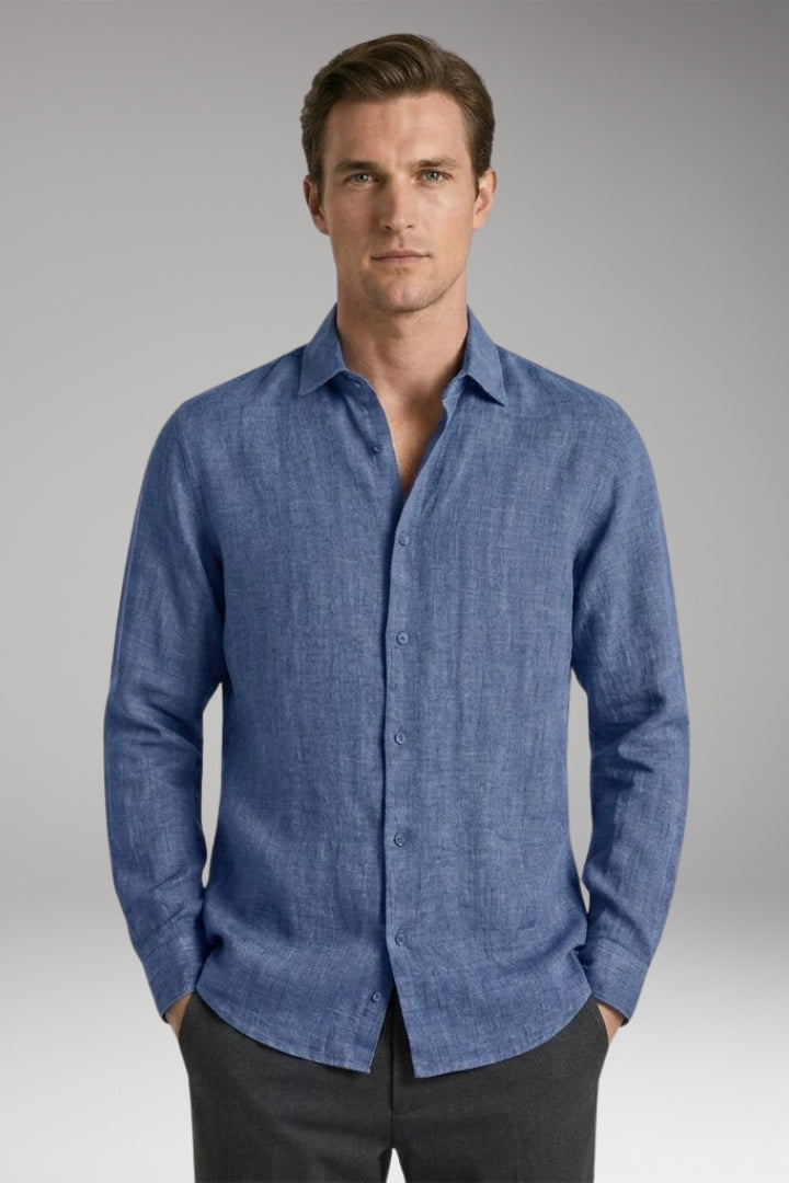 Men's Shirt with Classic Collar and Full Button Placket