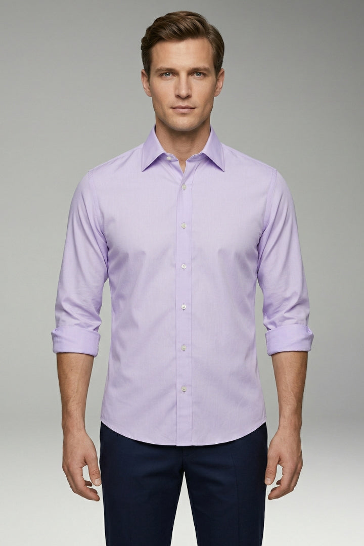 Men's Shirt with Classic Collar and Full Button Placket