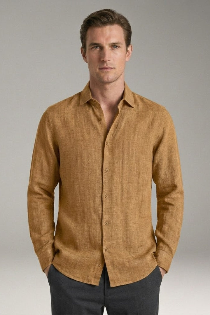 Men's Shirt with Classic Collar and Full Button Placket