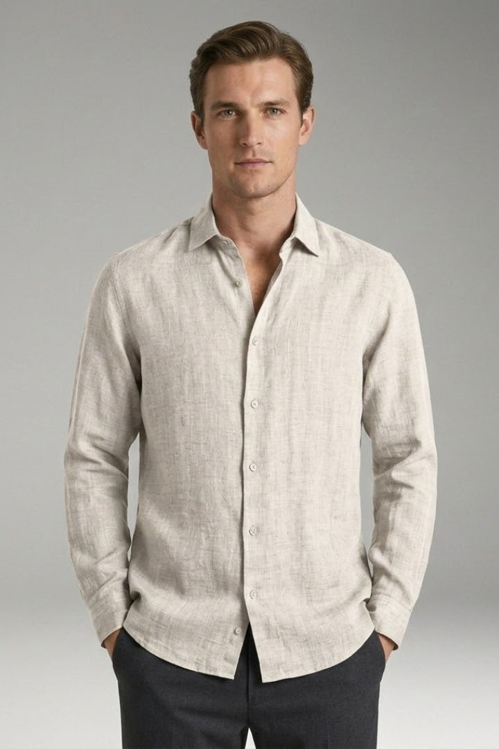 Men's Shirt with Classic Collar and Full Button Placket