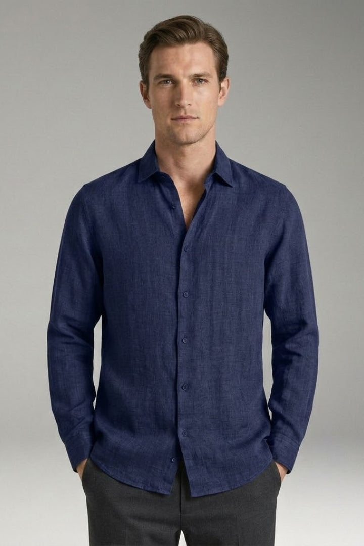 Men's Shirt with Classic Collar and Full Button Placket