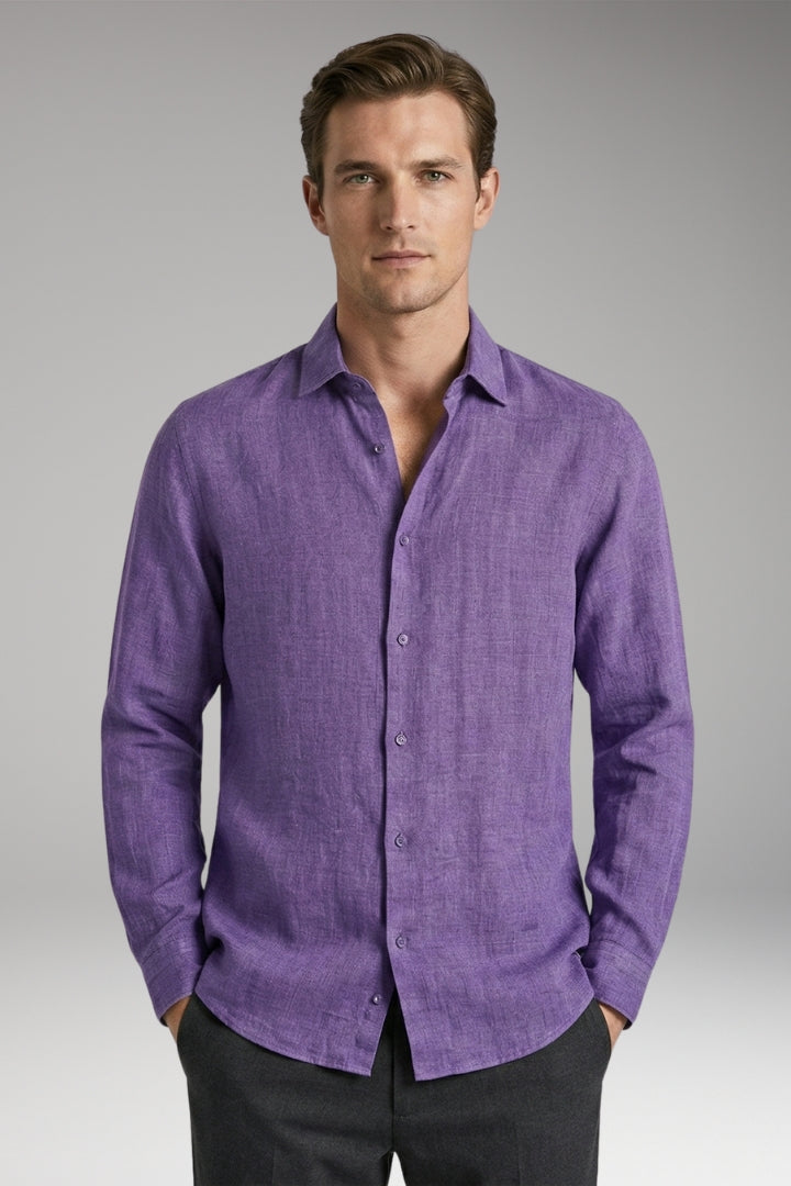 Men's Shirt with Classic Collar and Full Button Placket