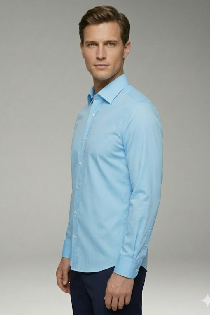 Men's Shirt with Classic Collar and Full Button Placket