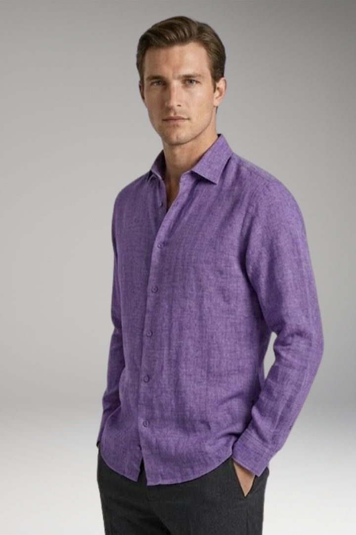 Men's Shirt with Classic Collar and Full Button Placket