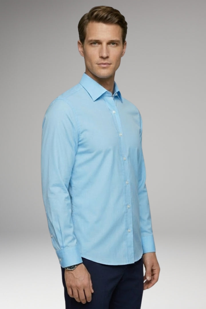 Men's Shirt with Classic Collar and Full Button Placket