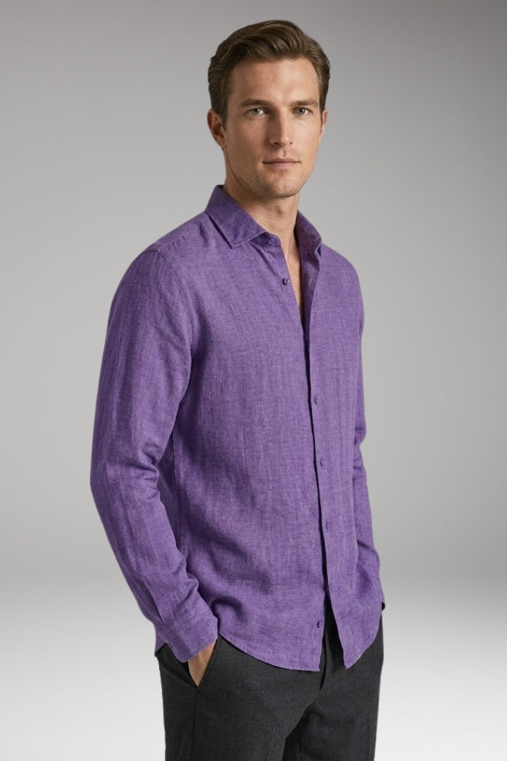 Men's Shirt with Classic Collar and Full Button Placket