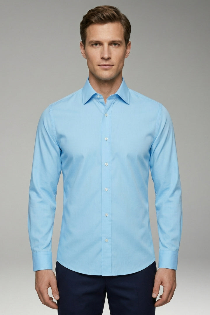 Men's Shirt with Classic Collar and Full Button Placket