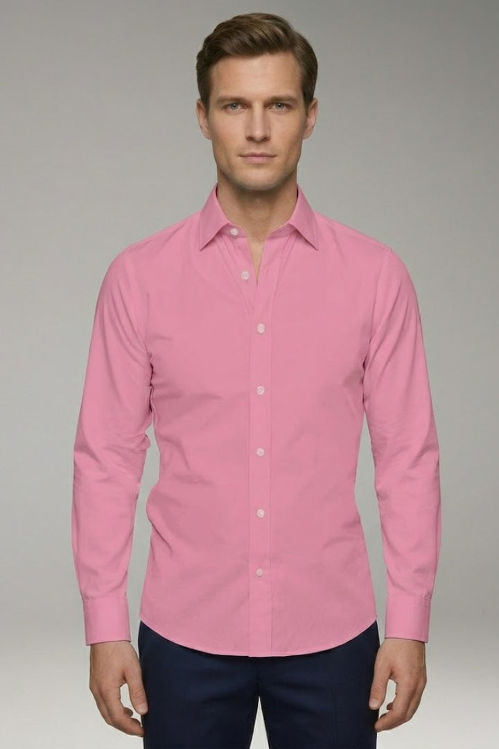 Men's Shirt with Classic Collar and Full Button Placket