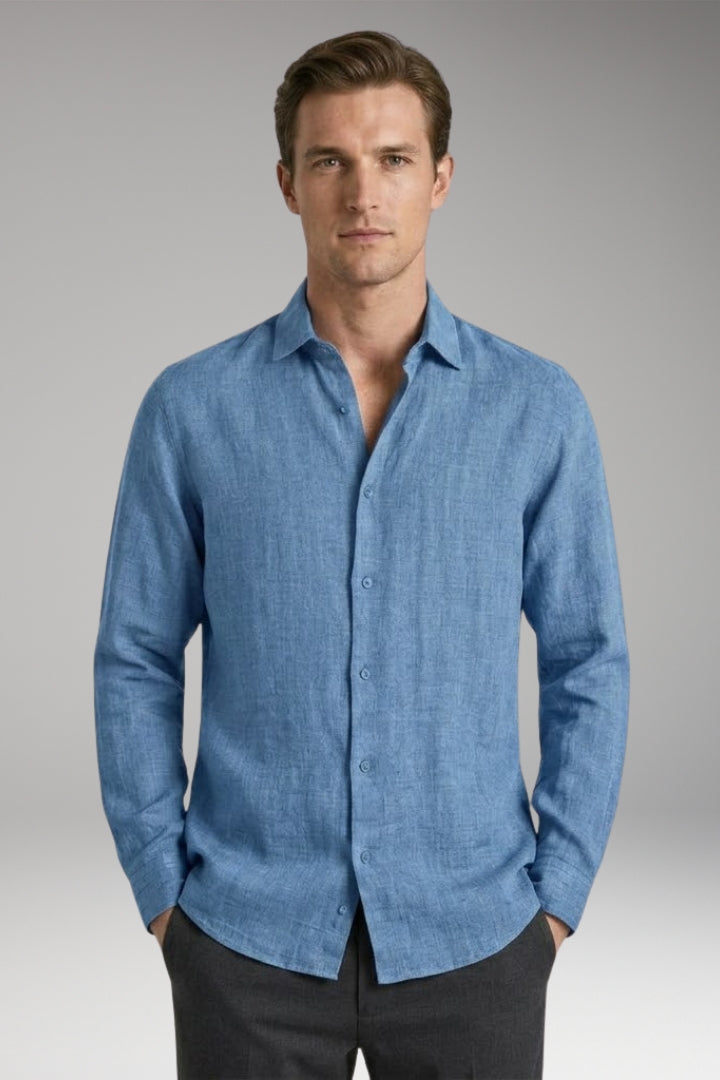 Men's Shirt with Classic Collar and Full Button Placket