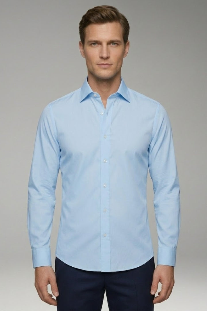 Men's Shirt with Classic Collar and Full Button Placket