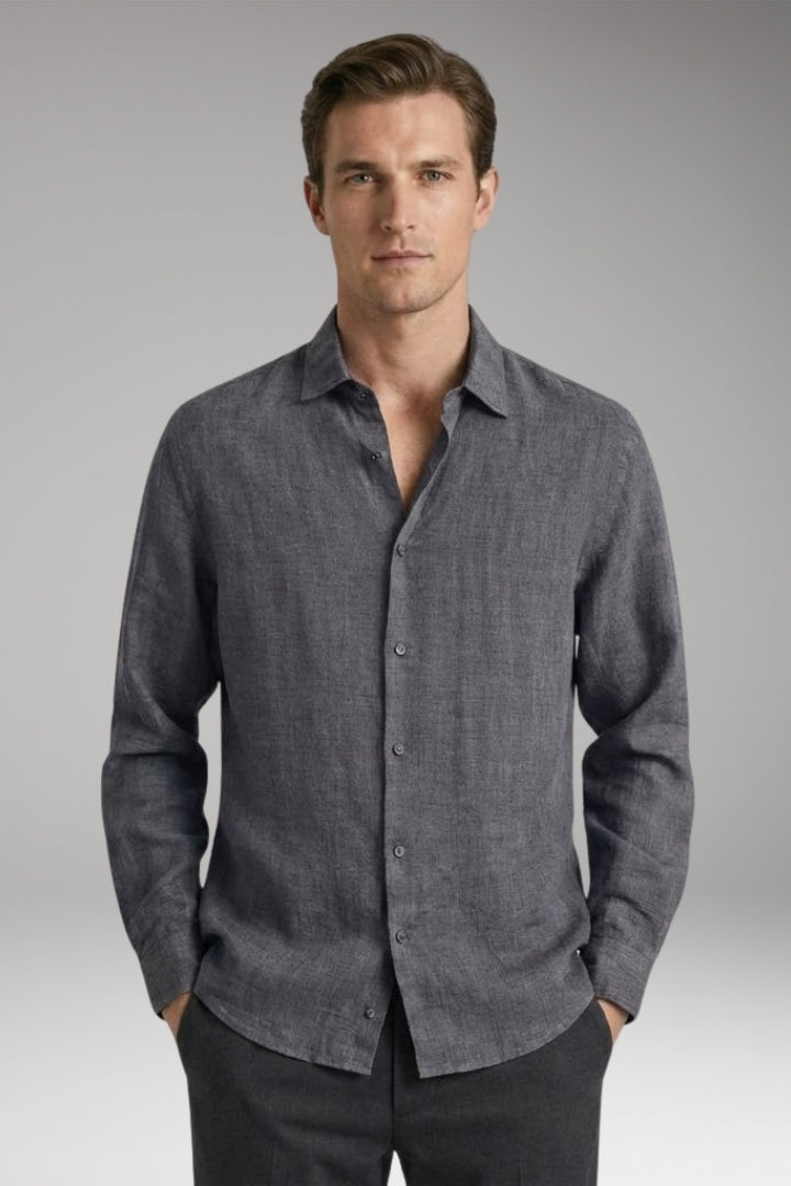 Men's Shirt with Classic Collar and Full Button Placket