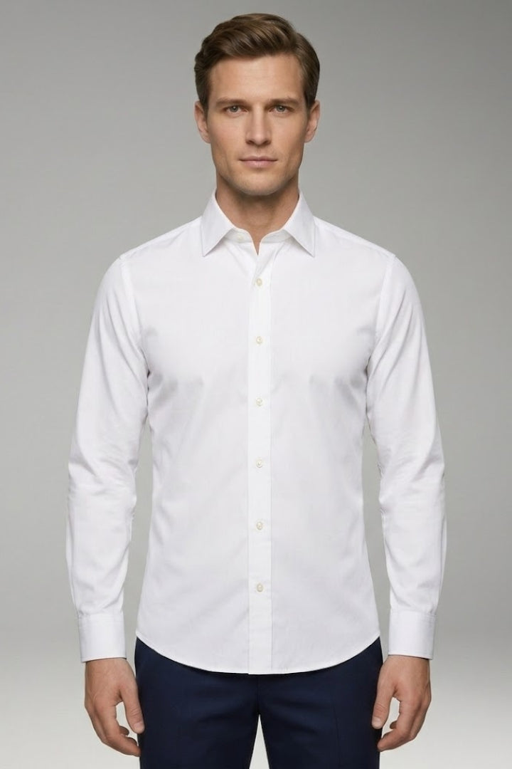 Men's Shirt with Classic Collar and Full Button Placket