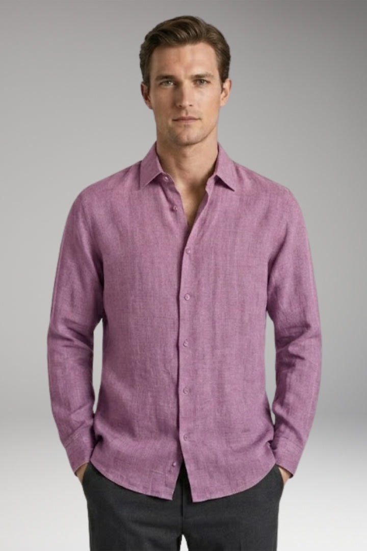 Men's Shirt with Classic Collar and Full Button Placket