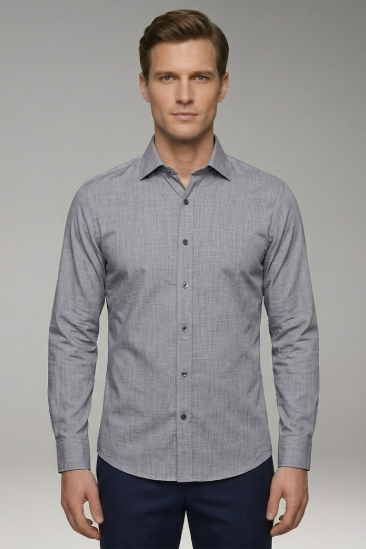 Men's Shirt with Classic Collar and Full Button Placket