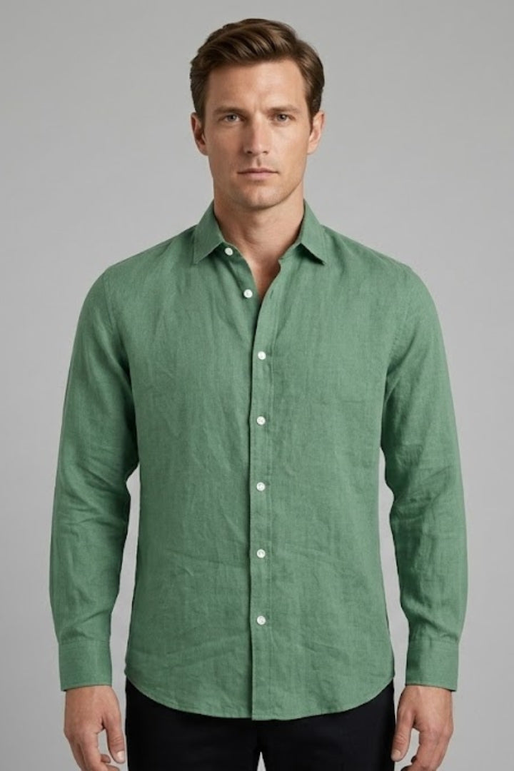 Men's Shirt with Classic Collar and Rollable Sleeves