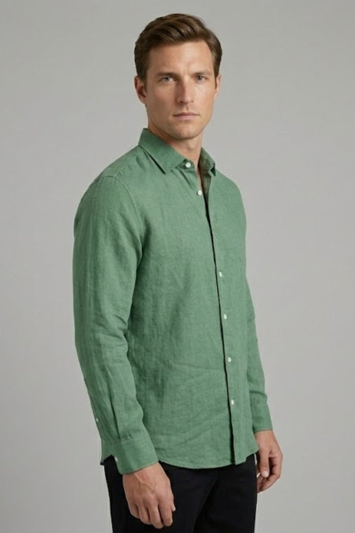 Men's Shirt with Classic Collar and Rollable Sleeves