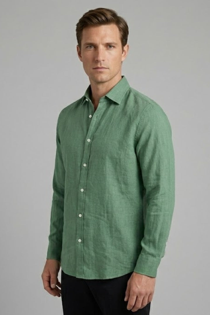 Men's Shirt with Classic Collar and Rollable Sleeves