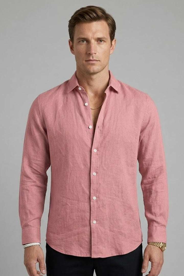Men's Shirt with Classic Collar and Rollable Sleeves