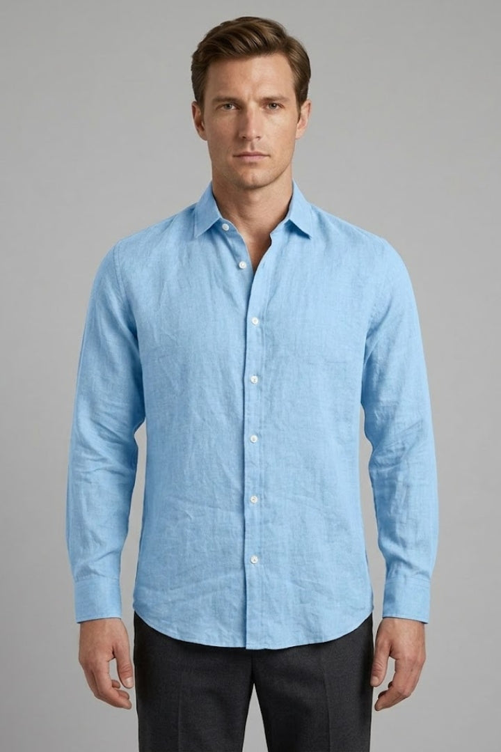 Men's Shirt with Classic Collar and Rollable Sleeves