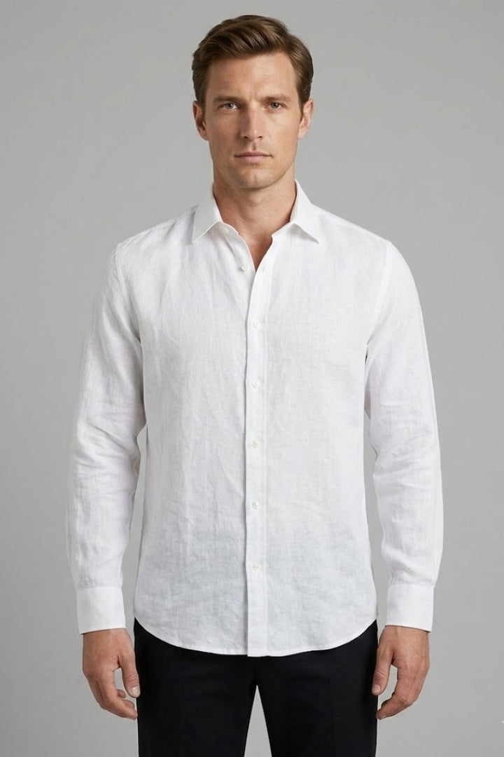 Men's Shirt with Classic Collar and Rollable Sleeves