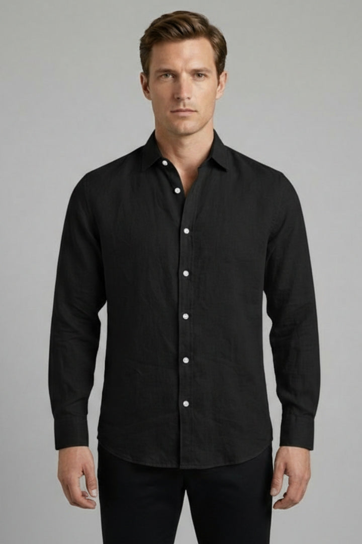 Men's Shirt with Classic Collar and Rollable Sleeves