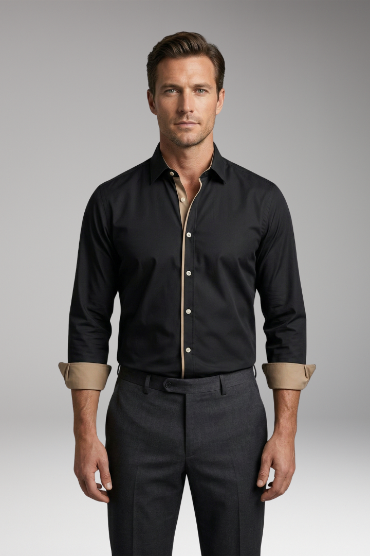 Men's Shirt with Classic Collar and Slim Fit