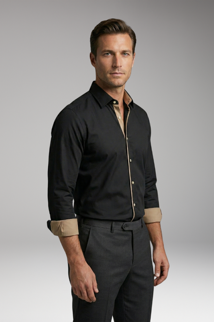 Men's Shirt with Classic Collar and Slim Fit