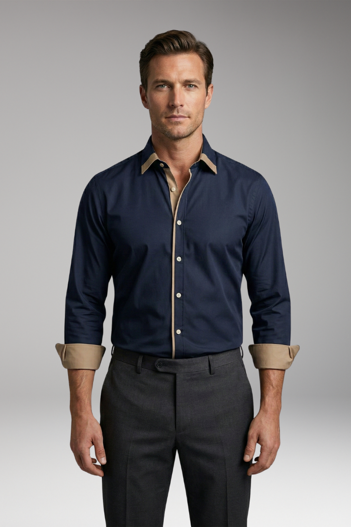 Men's Shirt with Classic Collar and Slim Fit