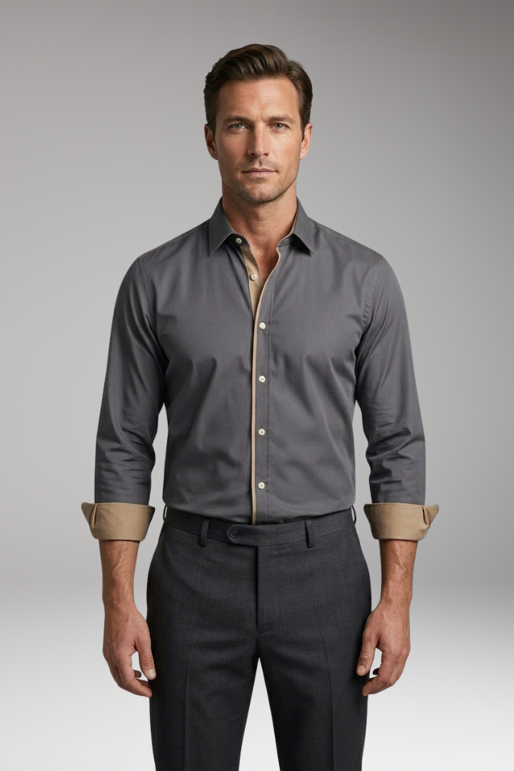 Men's Shirt with Classic Collar and Slim Fit