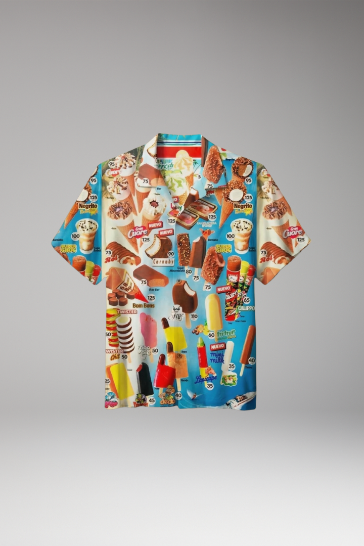 Men's Shirt with Collar and Ice Cream Pattern