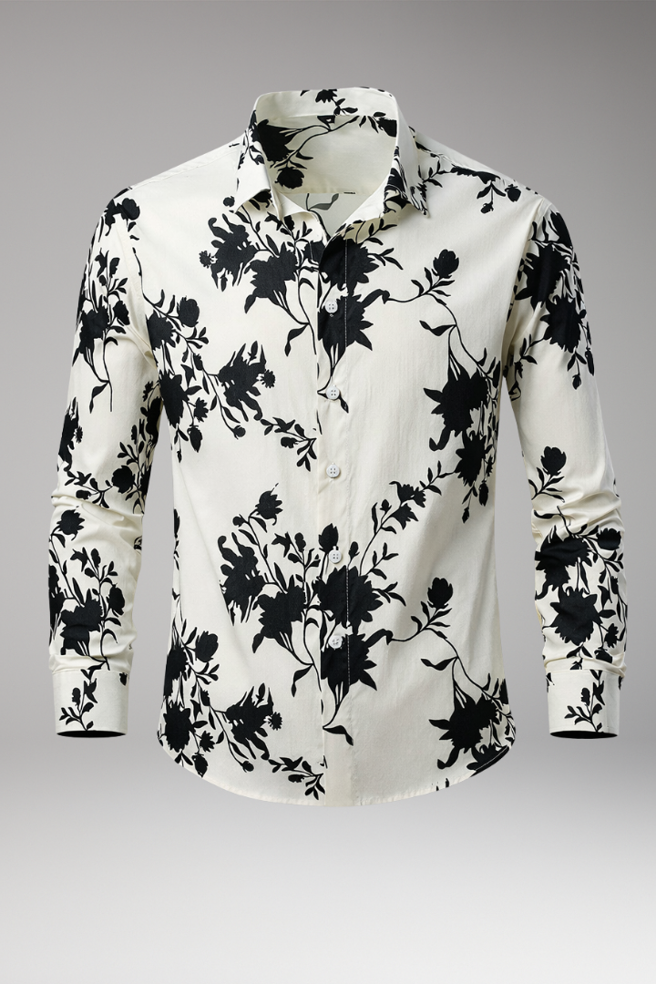 Men’s Shirt with Floral Print and Button Front