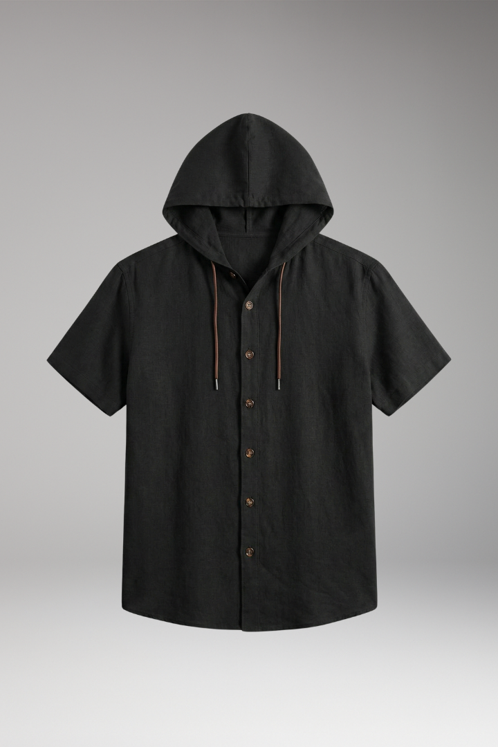 Men's Shirt with Hood and Button Placket