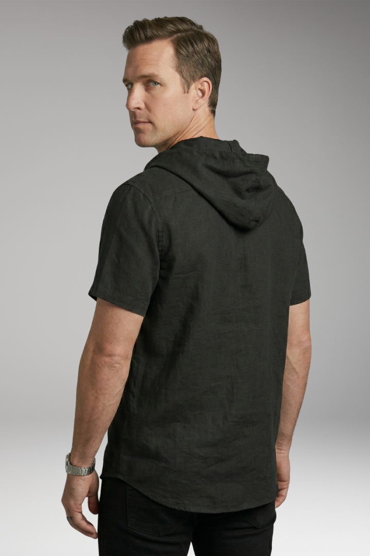 Men's Shirt with Hood and Button Placket