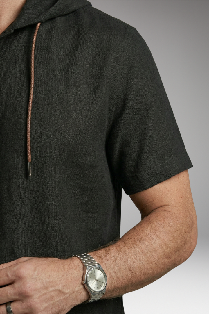 Men's Shirt with Hood and Button Placket