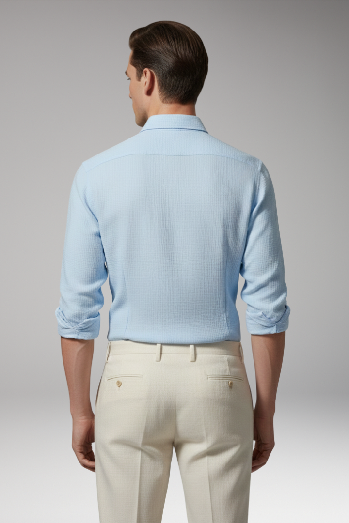 Men's Shirt with Italian Collar and Button Closure