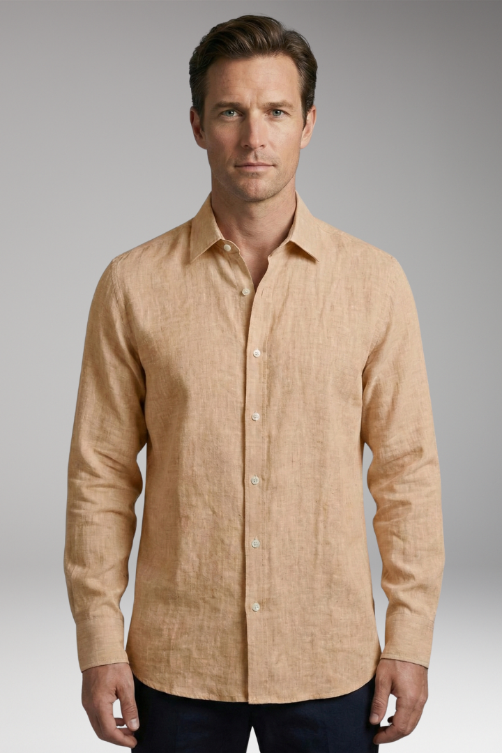 Men's Shirt with Long Sleeves and Button Placket