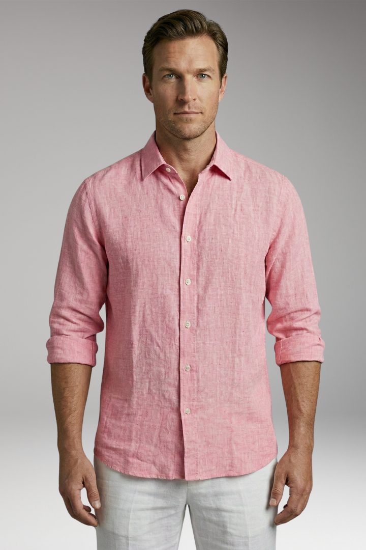 Men's Shirt with Long Sleeves and Button Placket