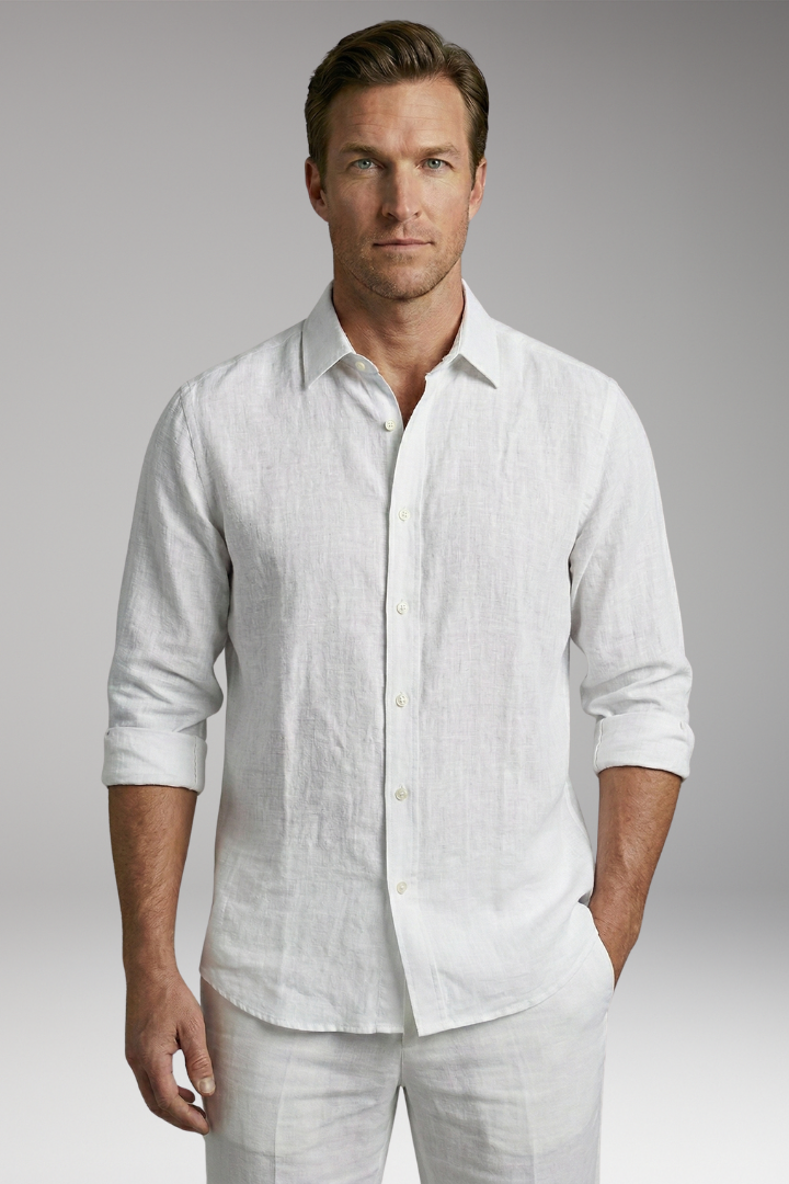 Men's Shirt with Long Sleeves and Button Placket