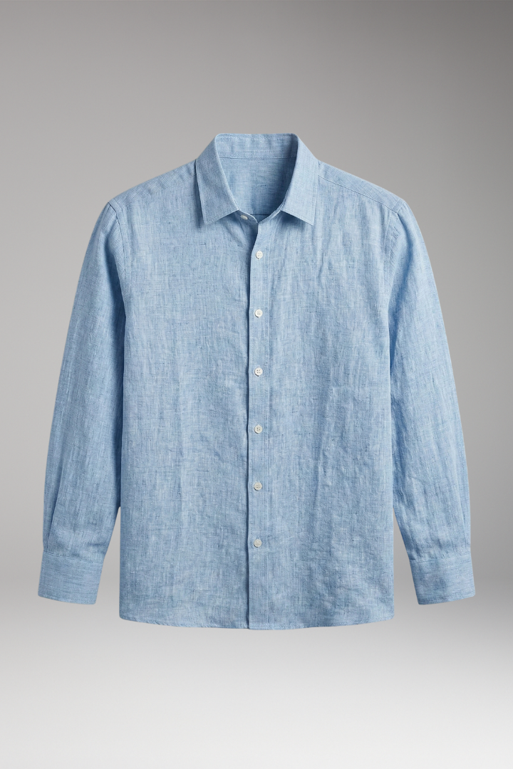 Men's Shirt with Long Sleeves and Button Placket