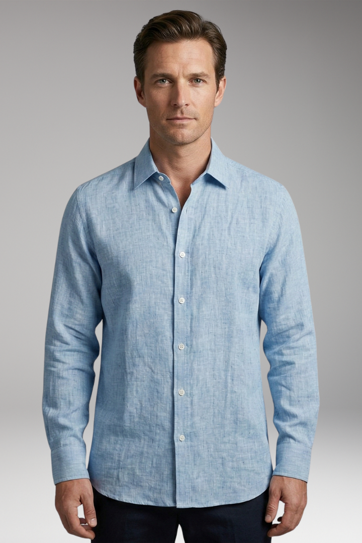 Men's Shirt with Long Sleeves and Button Placket