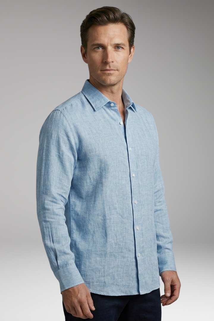 Men's Shirt with Long Sleeves and Button Placket