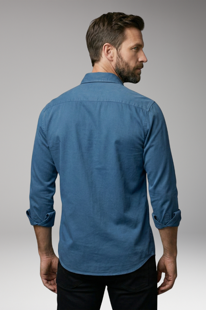 Men's Shirt with Long Sleeves and Button Placket