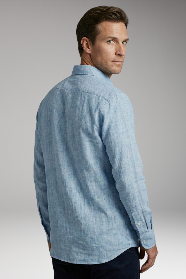 Men's Shirt with Long Sleeves and Button Placket