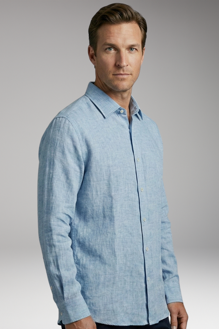 Men's Shirt with Long Sleeves and Button Placket