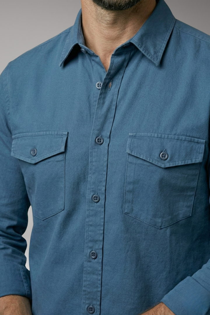 Men's Shirt with Long Sleeves and Button Placket