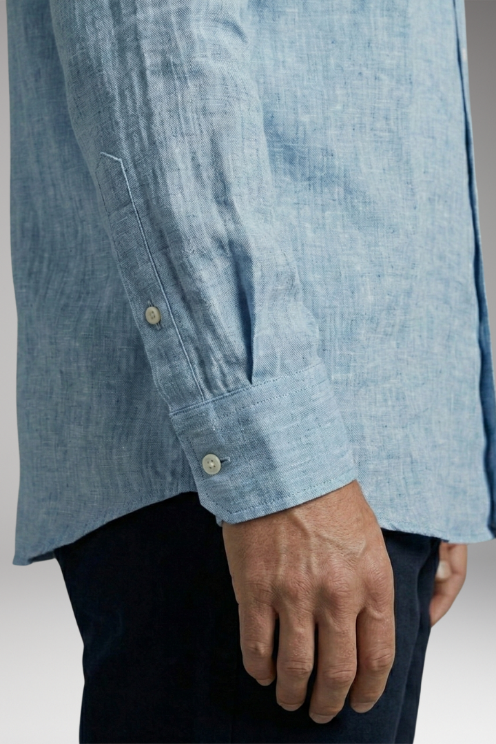 Men's Shirt with Long Sleeves and Button Placket