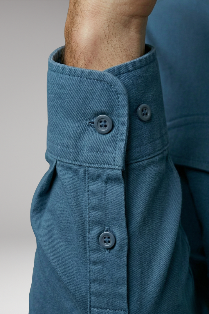 Men's Shirt with Long Sleeves and Button Placket